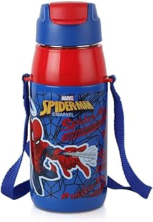 CELLO Puro Steel-X Hydra Kid 600 Inner Steel Insulated Water Bottle 520ml, Blue | Spiderman Design | ISI Certified, Leakpr...