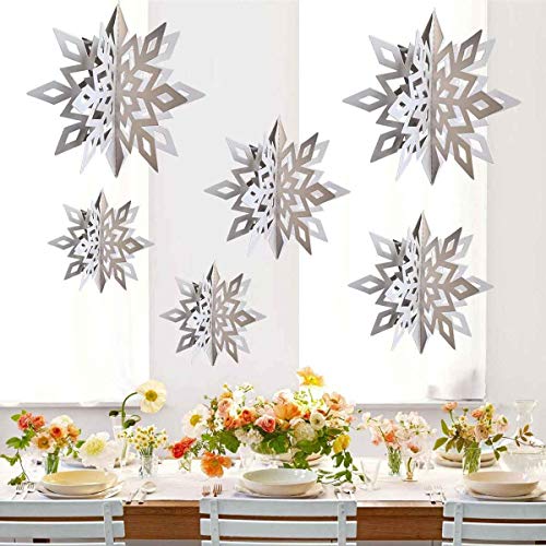 CNUSER Winter Wonderland Snowflakes Party Decorations 3D Card Hanging Paper Centerpieces for/Birthday/Christmastree/New Year/Baby Shower/Wedding Party /Shopwindow Supplies (Pearl White)