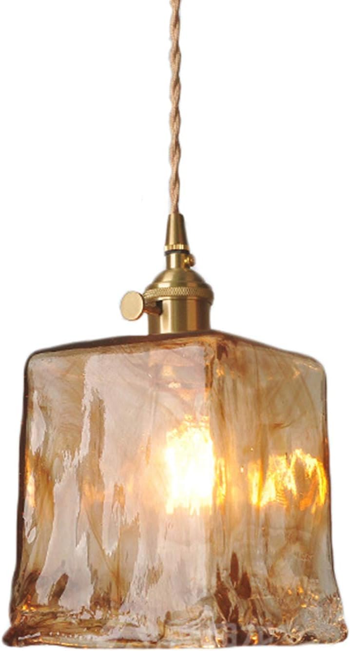 Genérico Lámpara De Araña De Cristal Color Caramelo Hecha A Mano, Lámpara De Techo De Estilo Industrial Retro, Portalámparas E27 con Interruptor, Pantalla Irregular En Varios Tamaños (A Color D)