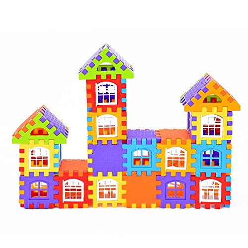 BTD Building Blocks for Kids – 50 Pcs, Mega Jumbo Happy Home House Building Blocks Set Big Size House Building Blocks with Windows, Block Game for Kids -Multicolor