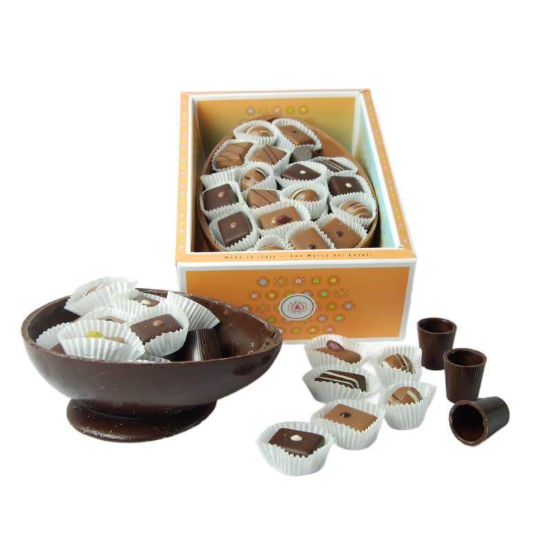 Guscio di Cioccolato Fondente al Croccantino con Praline e Ovetti e Bicchierini - 400g