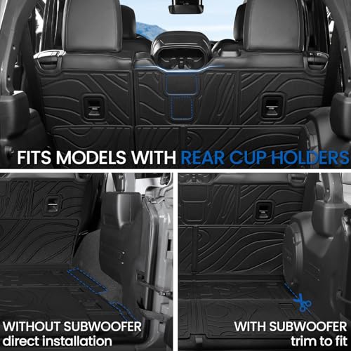 Image of Cargo Mat Backrest Mats for Jeep Wrangler JL 2018-2025 2026 Unlimited 4-Door (Not fit JK /4XE /2-Door), All Weather TPE Cargo Liner Trunk Mat Accessories (Cargo Mat with Backrest Mat)