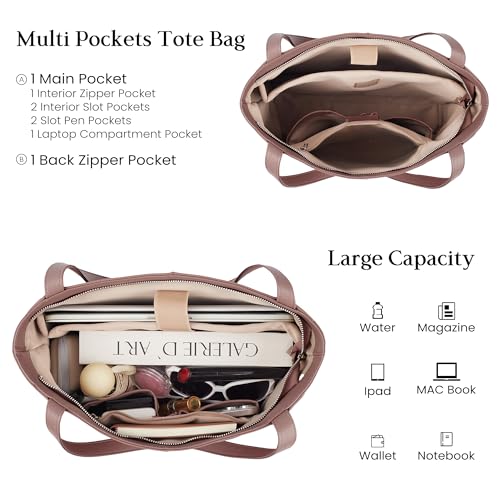 Image of befen Genuine Leather Tote Bag for Women Work Travel Leather Purse Handbags