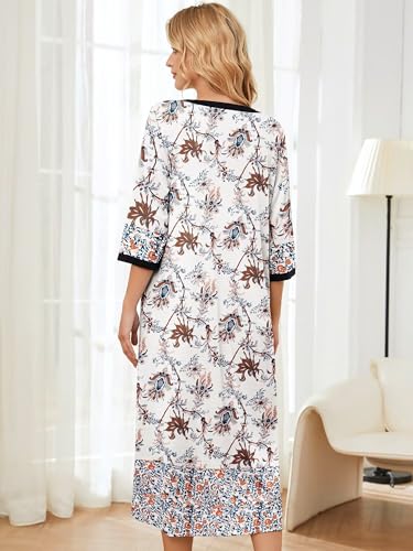 Image of PITINAN Moo Moo Nightgown House Dress Zip up Robes for Women Long Lounge Dress House Coat Women S-3XL