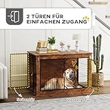 PawHut Hundekäfig Möbel, Hundebox für Zuhause, für große Hunde unter 30 kg, Hundehaus mit 2 verschließbaren Türen, Stahl, 98 x 60 x 65,5 cm, Rustikales Braun