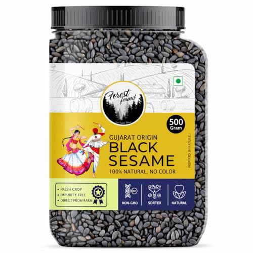 Image of Forest Found Raw Black Sesame Seeds (500g) | Natural Kaale Til | Rich in Calcium & Antioxidants | Fresh Crop Superfood for Hair Growth, Bone Health & Weight Loss | Whole Black Gingelly Seeds