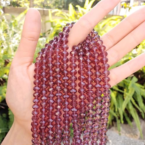 Image of 700pcs Czech Faceted Rondelle Crystal Glass Beads 8mm Bulk Burgundy Red