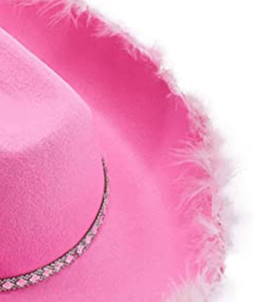 Women Western Styles Cowboy Hat Pink Cowboy Caps with Blinking Tiara Cowgirl Hat