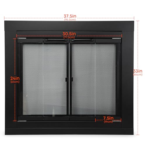 Image of Stanbroil Fireplace Glass Bi-fold Style Door, Black, Medium