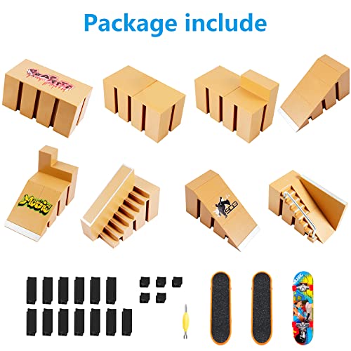 Hailey&Elijah FSRS-1 Fingerboard Skate Park Kit,Skateboard Finger Toys With 3 Finger Skateboards & 8 Skatepark Deck Ramp thumb #3