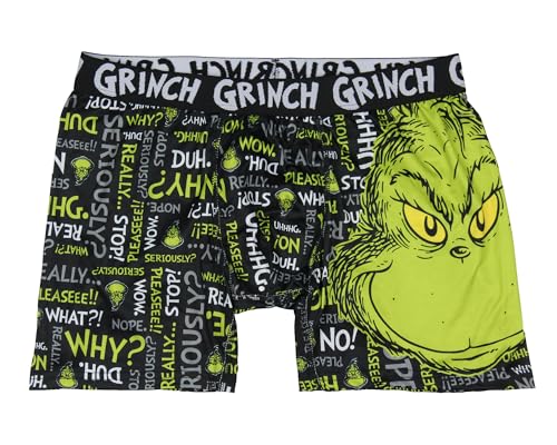 How the Grinch Stole Christmas Adult Novelty All-Over Grinch Quotes Boxer Briefs Sleepwear Loungewear Men Women