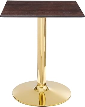Modway EEI-4740-GLD-CHE Verne 24" Square Dining Table, Gold Cherry Walnut