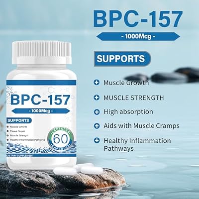 BPC 157 Peptide Capsules 1000 mcg, Supports Muscle Growth, Tissue Repair, Strength, Non-GMO, Gluten-Free, 60 Capsules