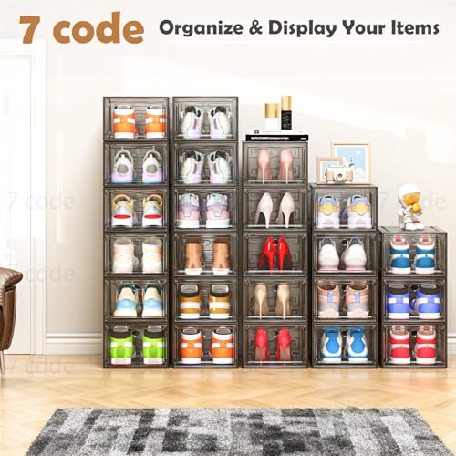 Sturdy Clear Shoe Organizer with Magnetic Door Stackable Storage Box - image 9