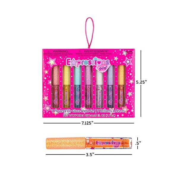 Expressions 7pc Fruity Flavored Lip Gloss Set - Lip Gloss in Assorted Fruity Flavors, Non Toxic Makeup for Kids & Teens