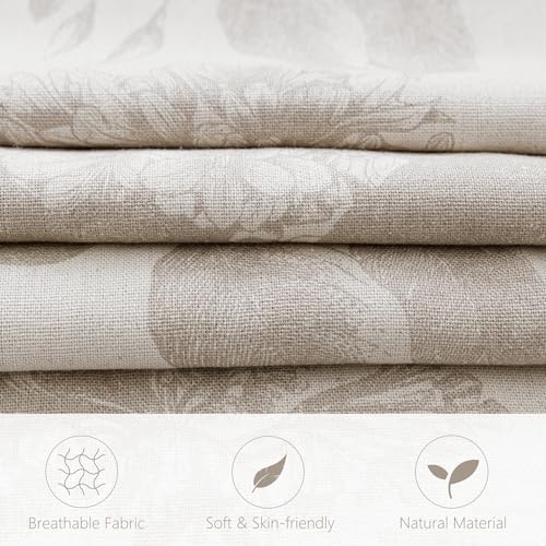 Image of Foindtower Set of 2 Linen Floral Vintage Throw Pillow Covers Neutral Accent Decorative Cushion Covers Farmhouse Boho Home Decor for Sofa Chair Couch Bedroom Living Room,24x24 Inch,Tan Beige