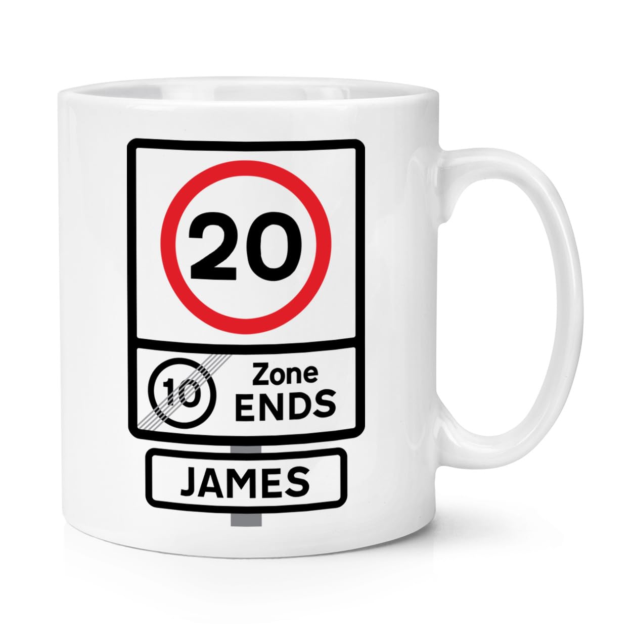 Personalised 20 Speed Limit Sign Zone Ends 20th Birthday 10oz Mug Cup