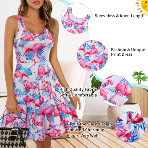 Image of uideazone Women Funny Print Sleeveless U Neck A Line Casual Midi Dress