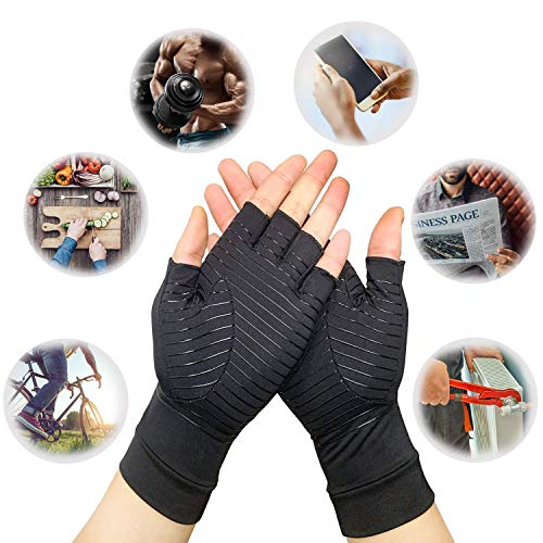 DRNAIETY Arthritis Compression Gloves- Best Copper Arthritis Gloves for Women and Men 88% Copper Fiber, Fingerless Compression Gloves Relieve Arthritis Symptoms, Raynaud's Disease Carpal Tunnel (XL) - Thumbnail 6