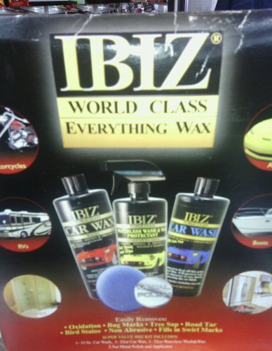 IBIZ World Class Everything Wax KIT (Super Value) Includes: Car Wash, Car Wax, Waterless Wash &Wax, Metal Polish and Applicator