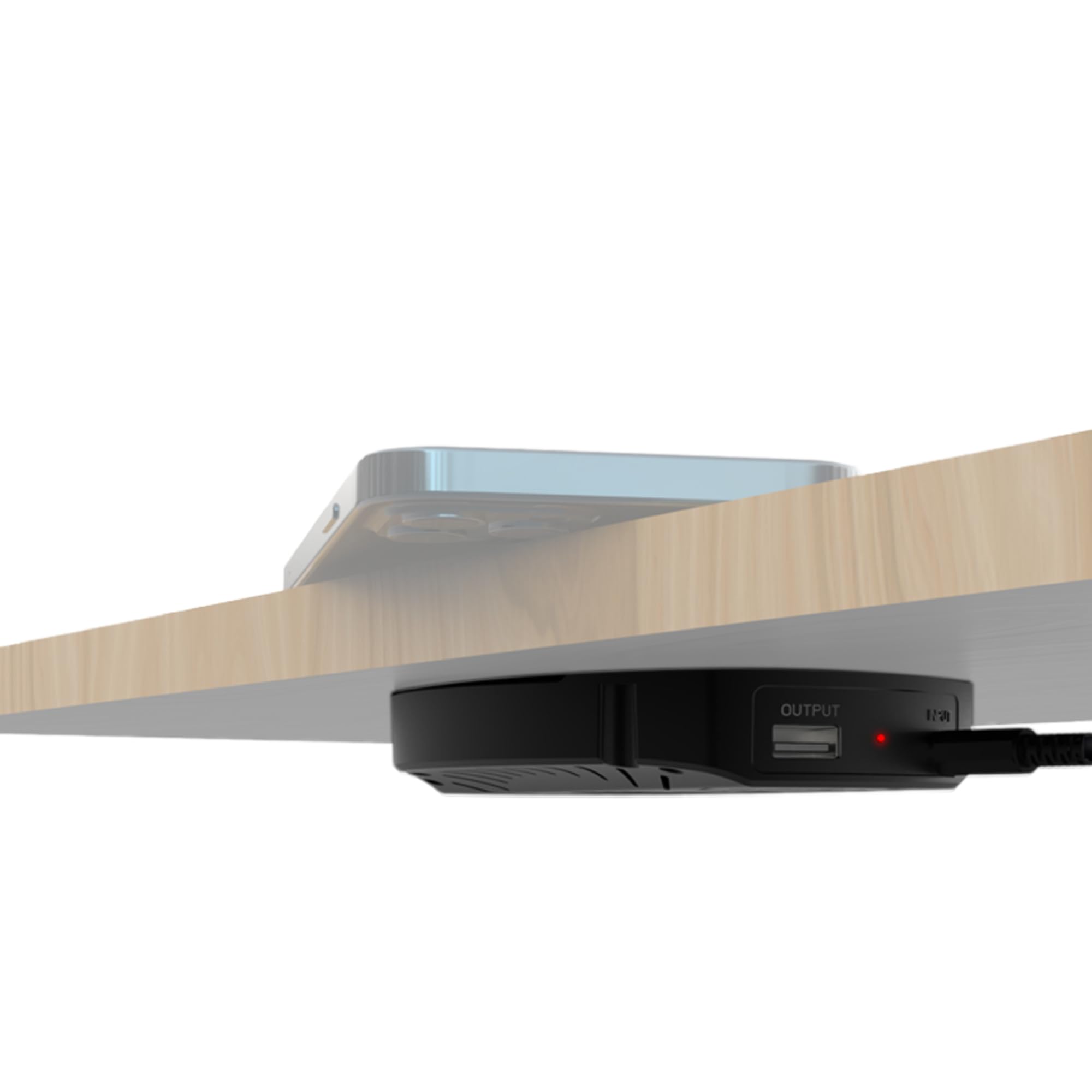 Kalb | DualCharge caricabatterie wireless da 10 W con uscita USB da 15 W, supporto fino a 30 mm, invisibile, caricatore a induzione con ventola, alimentatore di rete, cavo da 1200 mm