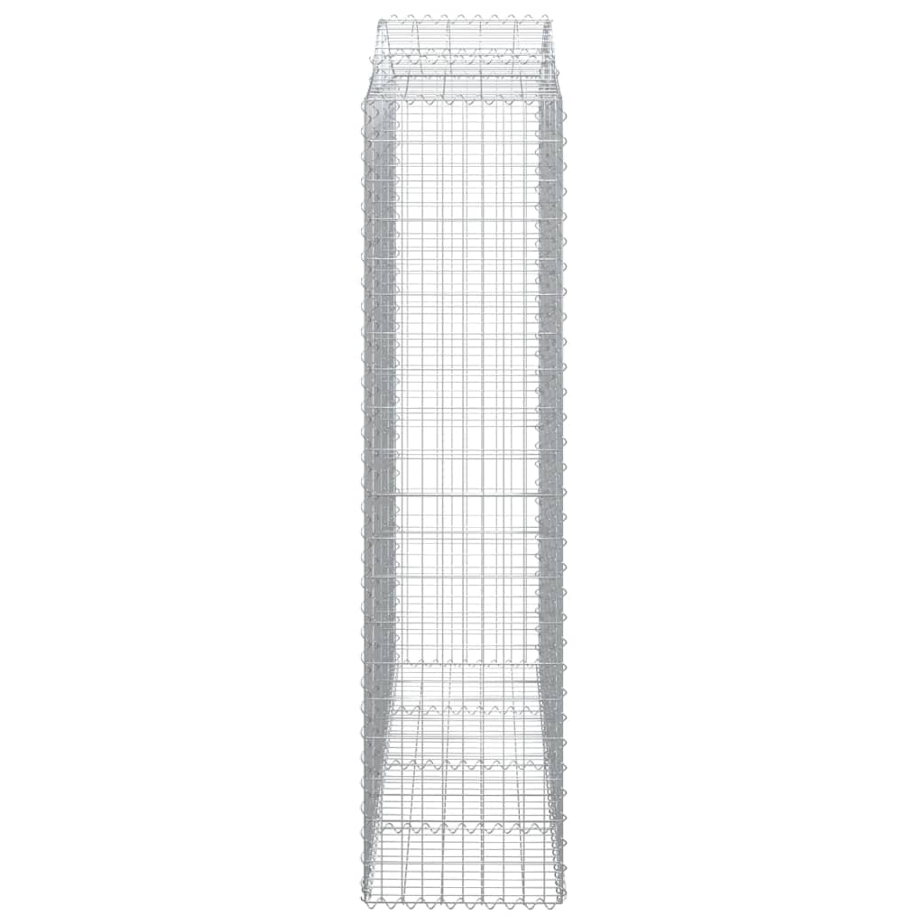 Gavión con arco alto, 200 x 50 x 200/220 cm, hierro galvanizado, plata | Malla metálica decorativa para patio y patio trasero, protección visual sin piedras para llenar con ganchos.