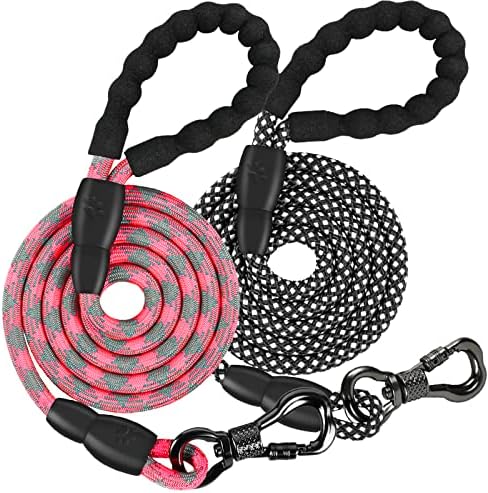 Tresbro 10FT Chew Proof Dog Leash Black Pink