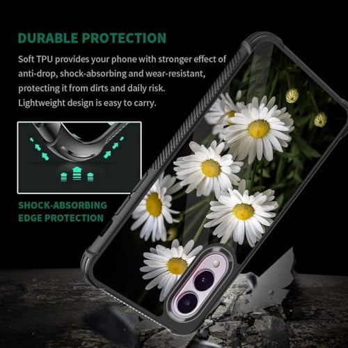 JHYYTUJTYP for Galaxy S25 Edge Case,Tire Texture Non-Slip Soft TPU Hard Back Shockproof Anti-Scratch Protective Case for Samsung Galaxy S25 Edge 6.7 inch 2025,Cute Daisy Flower Pattern - image 5