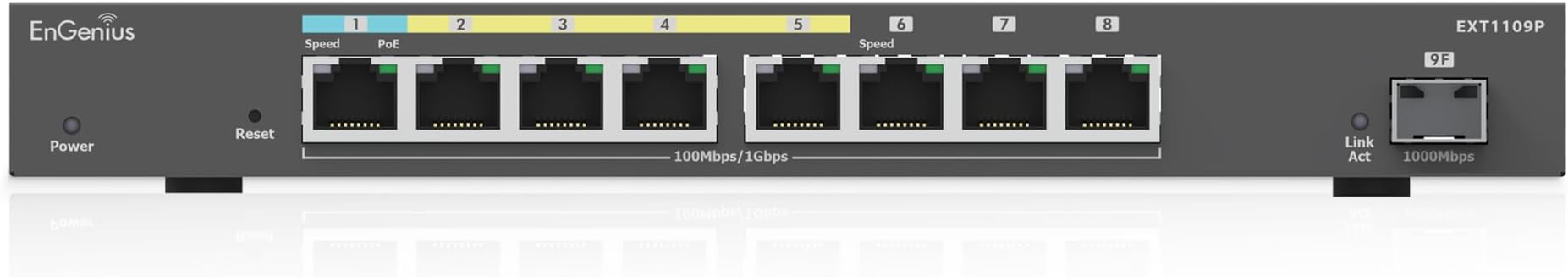 EnGenius Cloud Managed EXT1109P 8-Port Gigabit Switch Extender with 4 PoE+ Port and 1 SFP Port, up to 60W Budget