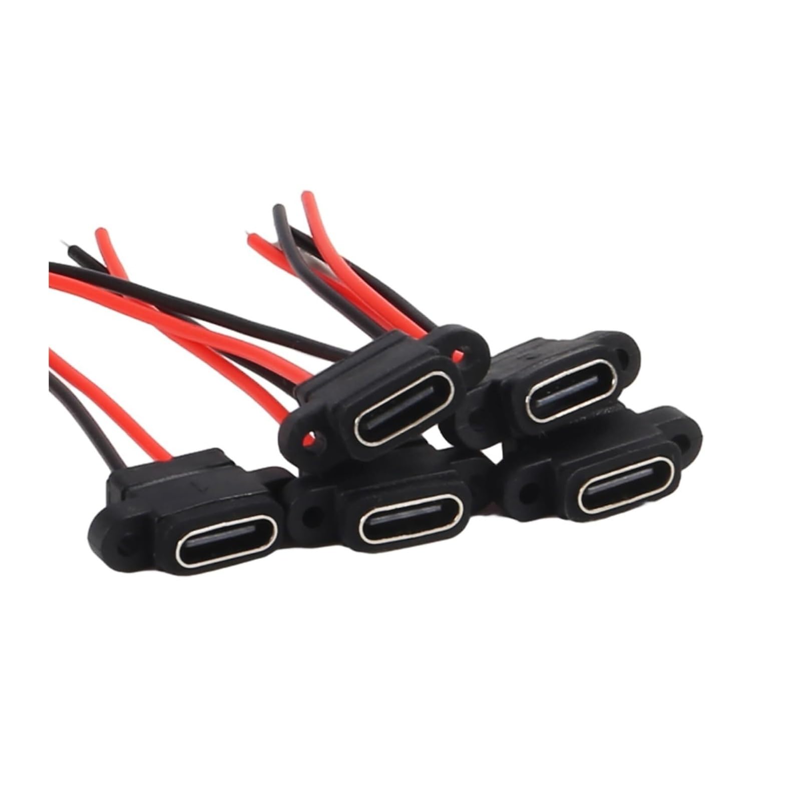 Flat Black USB C Female Chassis 2Pin Socket 3A Charging Port Jack (5 szt.)