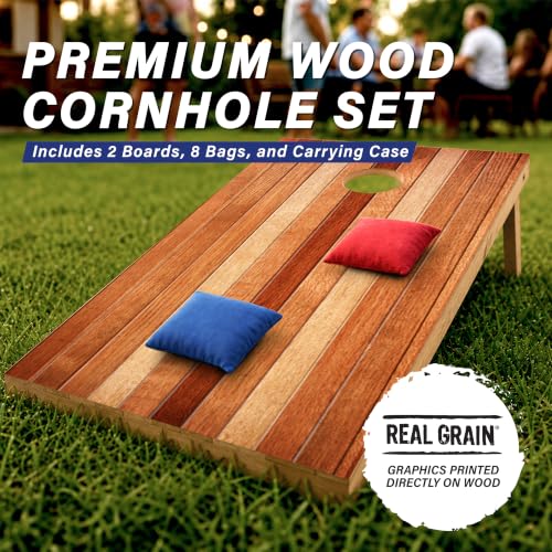 Image of GoSports 4 x 2 ft Regulation Size Wood Cornhole Boards - 10 Vintage Wood Designs (Choose Your Style)