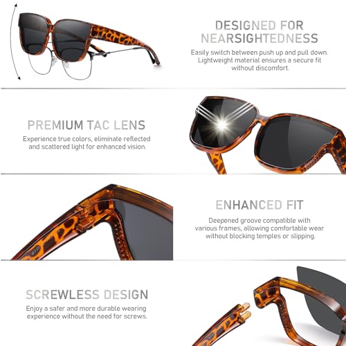Polarized Sunglasses Over Glasses Men Women,UV Protection Square Sunglasses Wrap-around Driving,Lightweight TR903