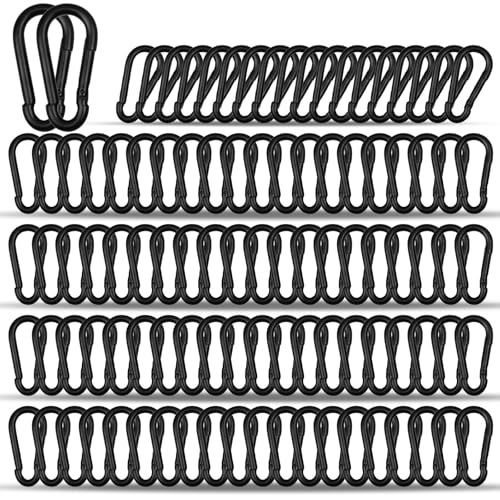 Mousquetons noirs M4 pour hamacs et accessoires de plein air, lot de 100 crochets de suspension