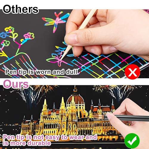 Image of 3 Pcs Scratch Art Tools, Dual Tip Scratch Pens for Rainbow Painting and DIY Crafts, Scratch Art Sticks for Creative Drawing and Art Projects, Scratch Art Painting Paper Tool Kit