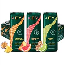KEY 36-Pack Bundle - Ketone Energy Drink - Pineapple Passionfruit, Ginger Lime, Grapefruit Peach - Sugar Free, All Natural, Long Lasting Energy, Optimal Green Tea Caffeine & L-Theanine