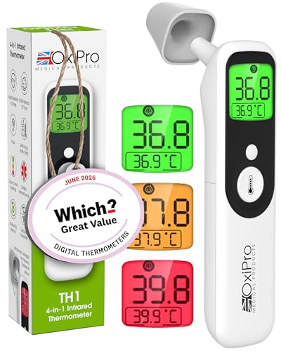 OxiPro TH1 Thermometer - Health & Pharma Award Winner 2026 - In-Ear Forehead Non-Touch & Baby Modes - Infrared Thermometer for Newborn Baby Kids Children & Adult Temperature Measurement