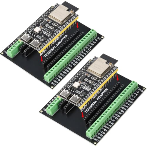 Image of ESP32-S3-N16R8 DevKitC-1 Development Board 2PCS + 2PCS Expansion Board, (2 Pack) Dual Type-C WiFi Bluetooth 5.0 with 16MB Flash 8MB PSRAM, Dual-Core LX7 240MHz for Arduino IoT