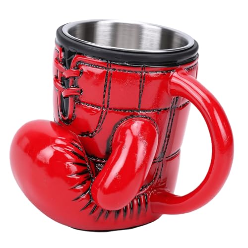 CLFYOU Boxing Glove Mug, Stainless Steel Res 3D Dign Coffee Cup with Ergonomic Handle, for Boxg Enthusiasts Birday Gifts Faer's 