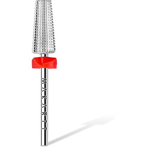 Makartt 5 in 1 Nail Drill Bits,3/32" Shank Tungsten Carbide Tapered Drill Bits for Nails Fast Removing Acrylic Nail Hard Gels Cuticle Professional Nail Efile Bit for Nail Drill Machine(Fine, Silver)
