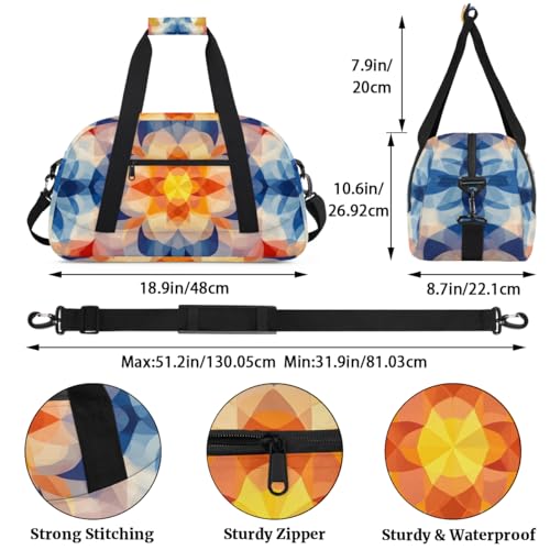 Kaleidoscope Pattern Print Personalized Duffel Bag Weekend Overnight Travel Bag Sports Waterproof Gym Bag Lightweight Dance Bag3