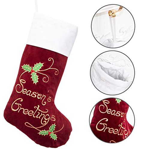 Gex Christmas Stockings 6 Pack For Family 22" Large Quilted Lining Embroidery Classic Luxury Velvet Large Hanging Ornament Decorations For Fireplace Xmas Season (Set Of 6) #TOP3