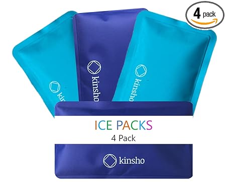 Ice Packs for Kids Lunch Box, Bag, Bento Boxes, 4 Pack Set, Reusable and Refreezable Soft Slim Pouches for Girls Boys Adults, School, Work, Camping, Long Lasting Cold, Flexible | Blue Teal