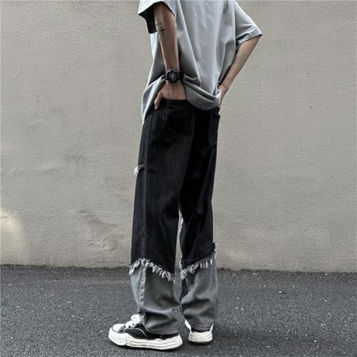 XYGJZ Distressed Loose Denim Jeans Y2k Ripped Straight Leg Casual Jeans Streetwear4