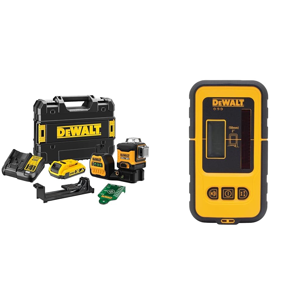DeWalt DCE089D1G-QW DCE089D1G-QW-Láser autonivelante de 3 lineas de 360º + DE0892G-XJ DE0892G-XJ-Detector de líneas para láseres Verdes