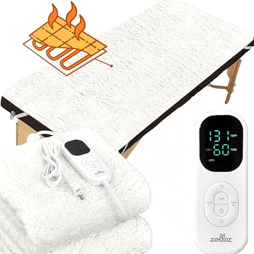 Massage Table Warmer Heating Pad 71x31 Heated Massage Pad with Adjustable Temperature (104F131F) Auto Shut-Off Sherpa Fabric Ideal Massage Blanket & Bed Warmer for Table Use