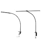 ShineTech LED Desk Lamp for Home Office, Eye-Caring Desk Light with Clamp, Colors Adjustable Stepless Brightness Flexible Gooseneck, Architect Task Lamps for Reading, Study, Work (Black)