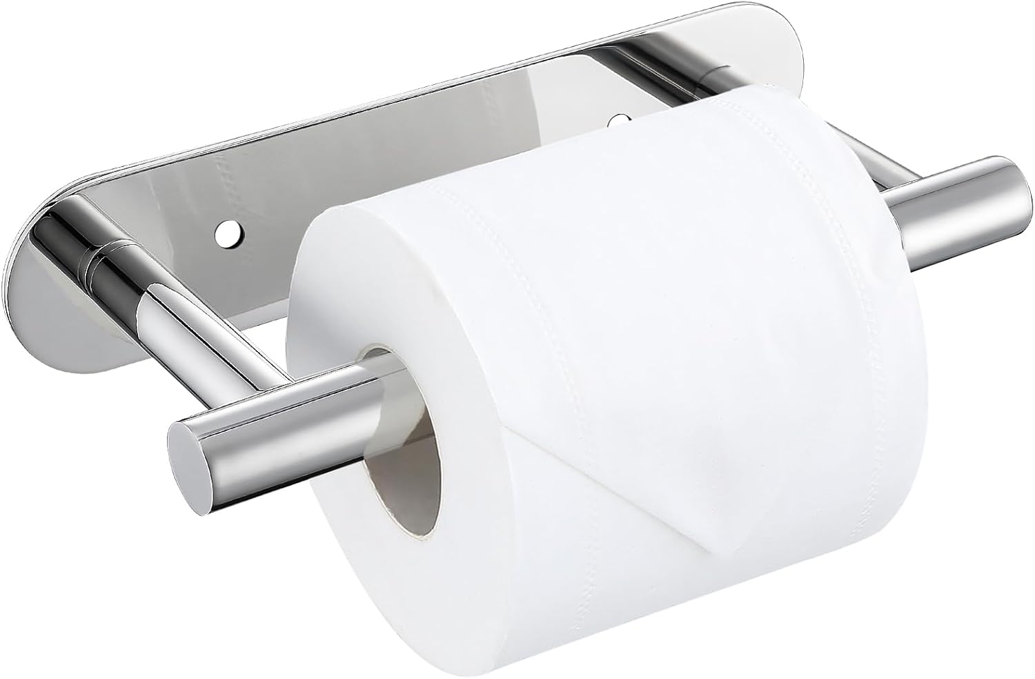 Chrome Toilet Paper Holder, Upgraded SUS304 Stainless Steel Toilet Roll Holder, Modern Double Base Paper Towel Holder Wall Mount for Bathroom, Kitchen, Washroom