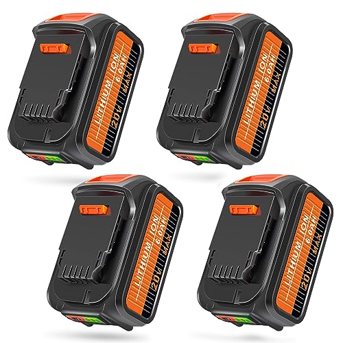 Amityke Upgraded Replacement for Dewalt 20V Battery 6000mAh 4Pack Compatible with 20V Dewalt Batteries DCB205 DCB206 DCB204 DCB200 Replacement for Dewalt Battery 20V XR Cordless Power Tools