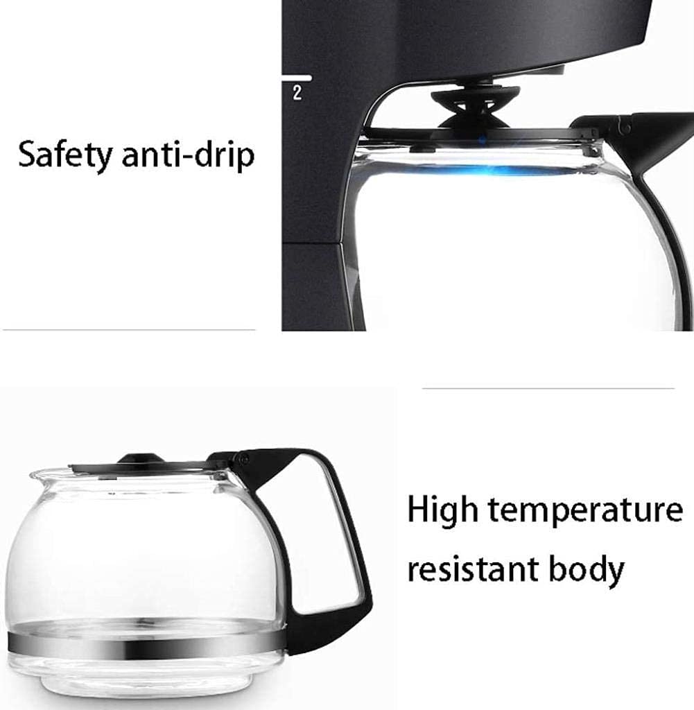 Macchina per caffè con Filtro, caffettiera a Goccia con Serbatoio dell'Acqua in Vetro da 600 ml, Funzione, Funzione di Riscaldamento Automatico, Risparmio energetico da 6