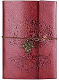 PU Leather Journal Notebook, Refillable Travel Vintage Writing Journals Diary, Gifts for Women, Men, Teen Girls and Boys, 100GSM Lined Paper,160 Pages(Red, A5 9.2' x 6.5')